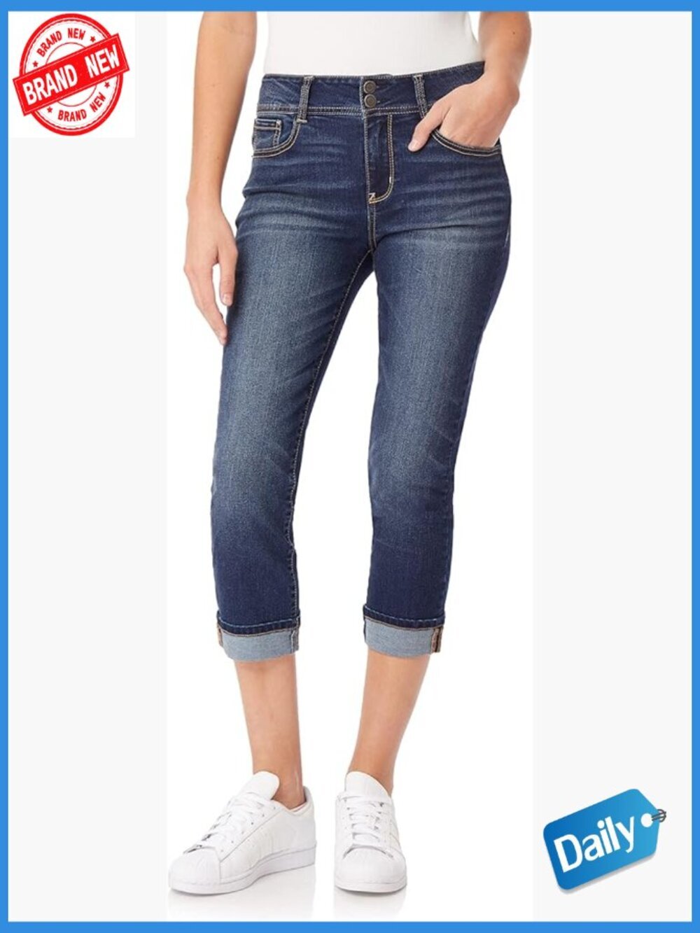 High Rise Crop Skinny Jeans Curvy Fit Insta Stretch 23.5" Inseam